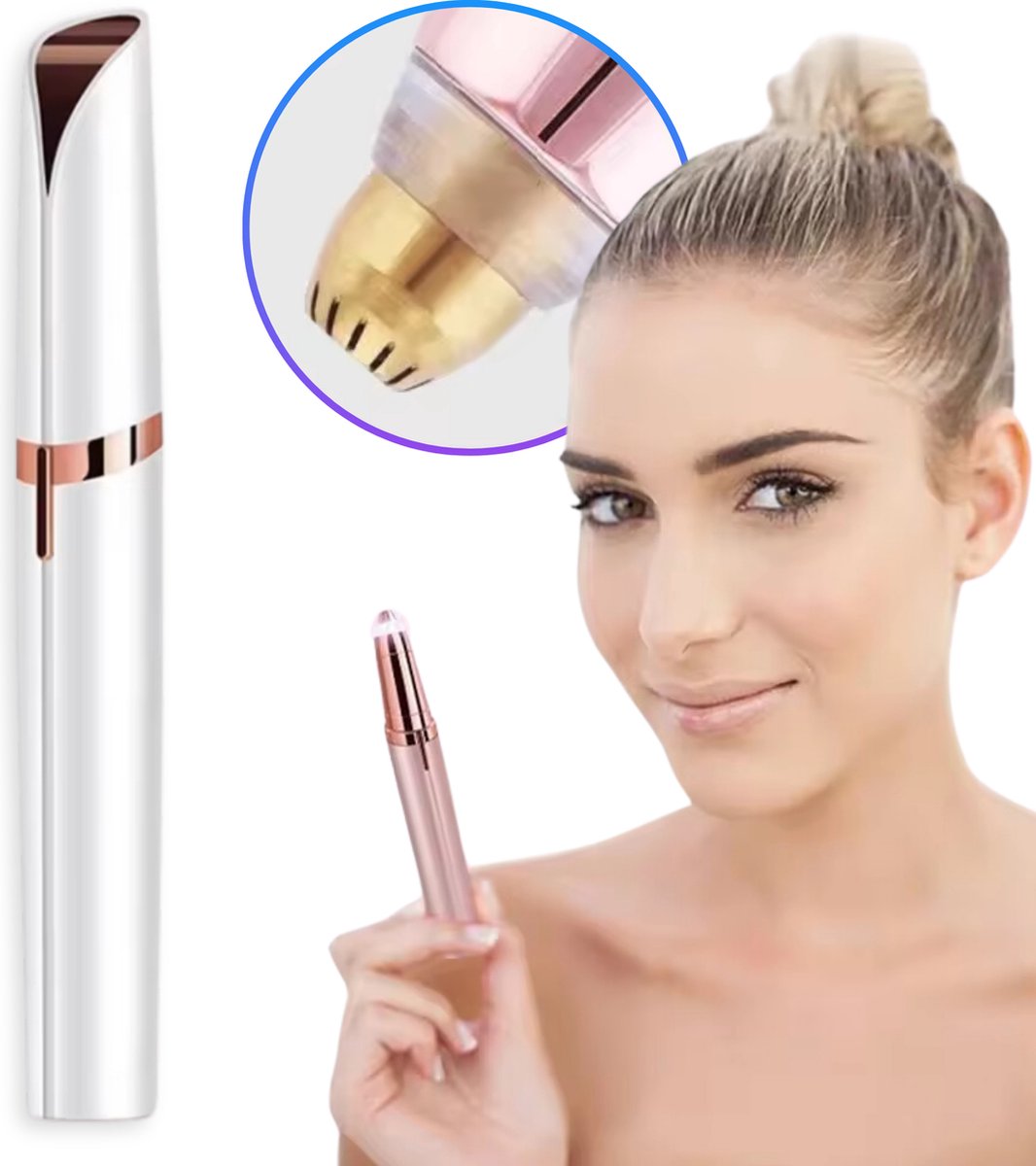 Bol.com Premiumshopper Epilator Wenkbrauw Trimmer met LED - USB Oplaadbaar / Epilator / Trimmer / Haar Verwijderen / Gezicht / M... aanbieding