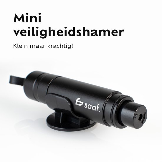 Veiligheidshamer - Gordelsnijder - Zelfklevende Houder - Incl. Testglas - Compact en Krachtig - van Saaf
