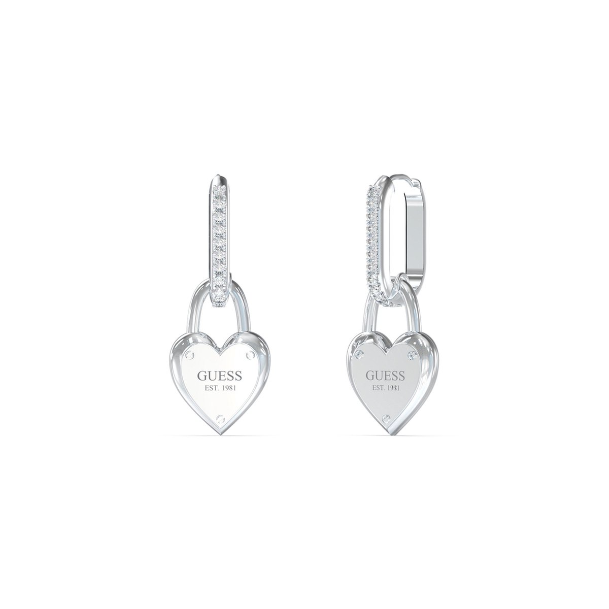 GUESS All You Need Is Love Dames Oorbellen Staal - Zilver - GUESS