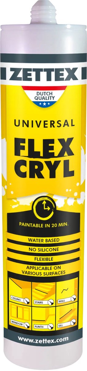 Zettex Flexcryl Universal - Acrylaatkit - Binnen - 310ml - Wit