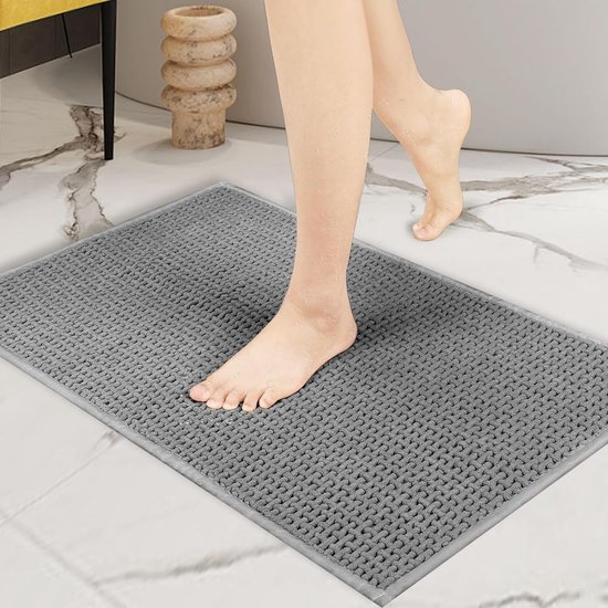 Badmatten Chenille Badkamer Tapijten voor Badkamer Zacht Water Absorberende Pluche Badtapijt Matten Antislip Wasbare Badkamer Vloermat voor Keuken ( Taupe, 17 x 24