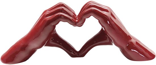 Gilde Handwerk - Heart Sign Hands - Beeld Sculptuur - rood - Keramiek