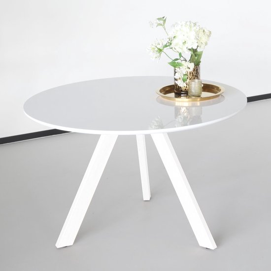 Foto: Eettafel rond ronsi wit 120cm ronde tafel