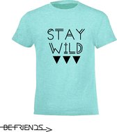 Be Friends T-Shirt - Stay wild - Kinderen - Mint groen - Maat 4 jaar