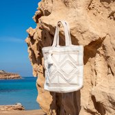 Bohemida Ibiza Bag XL - Mom bag- Boho Beige/Creme - Grote Strandtas / Weekendtas /Schoudertas - Katoen & Wol - Afsluitbaar