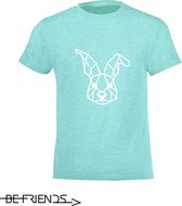 Be Friends T-Shirt - Konijn - Kinderen - Mint groen - Maat 12 jaar