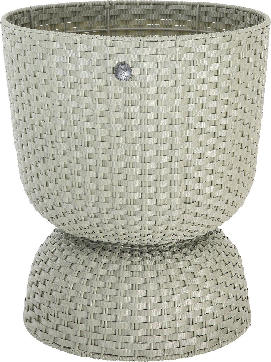 Handed By - Plantenmand - Plantenstandaard - Bloempot - Duurzaam- Handgevlochten - Handed By Twist Diabolo maat large - beige - champagne
