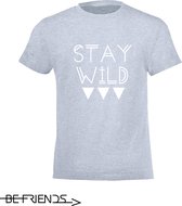 Be Friends T-Shirt - Stay wild - Kinderen - Licht blauw - Maat 2 jaar