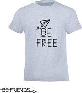 Be Friends T-Shirt - Be free - Kinderen - Licht blauw - Maat 2 jaar