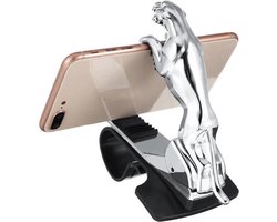 Luipaard Vormige Telefoonhouder - Dashboard - Klemmen Mount Universele - Mobiele Telefoon Houder - Boven Dashboard scherm - zilver