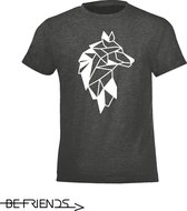 Be Friends T-Shirt - Wolf - Kinderen - Grijs - Maat 2 jaar