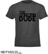 Be Friends T-Shirt - Birthday dude - Kinderen - Grijs - Maat 2 jaar