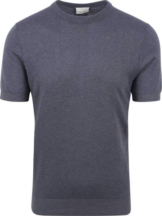 Profuomo - T-Shirt Lin Blauw - Homme - Taille XL - Coupe moderne