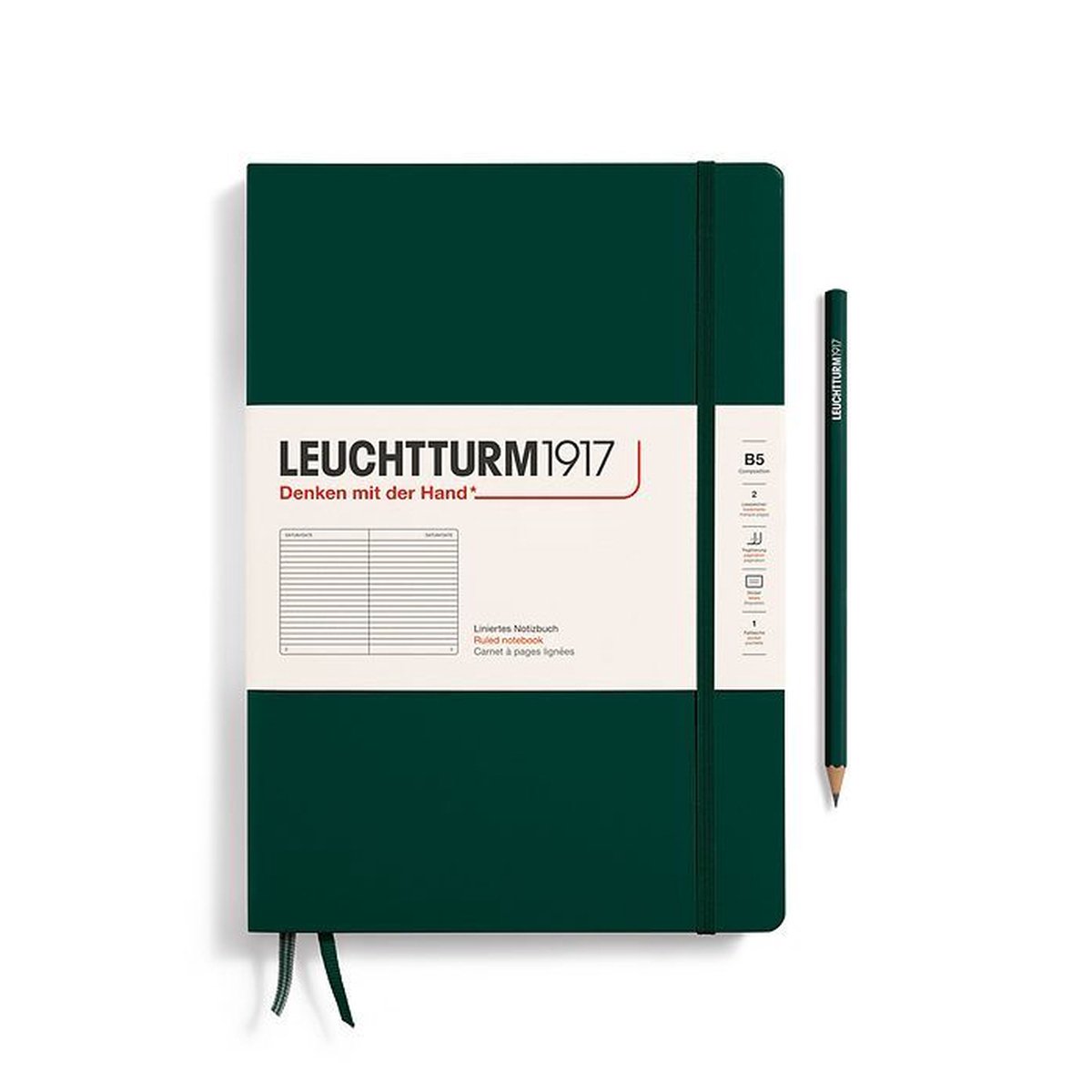 Leuchtturm notiteboek composition gelinieerd forest green B5 180x255mm
