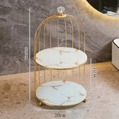 Moongoods Organisateur de cosmétiques/parfums/maquillage de Luxe avec plateau en verre aspect marbre blanc et cadre luxueux en acier doré - 2 couches