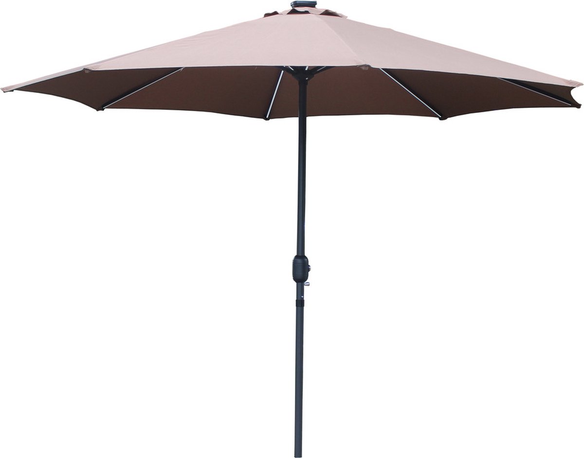 Concept-U - Rechts ronde led parasol Ø 3 m chocolade MANAROLA