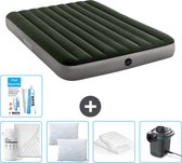 Intex Luchtbed - 2-Persoons - 152 x 203 x 25 cm - Groen - Inclusief Hoeslaken - Kussen - Pomp - Reparatieset en Kussenbeschermer