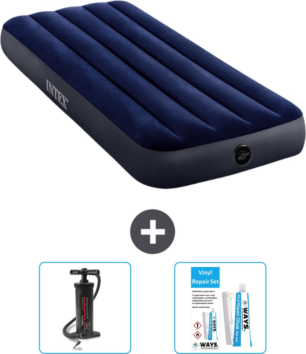 Intex Luchtbed - 1-Persoons - 76 x 191 x 25 cm - Blauw - Inclusief Accessoires CB13