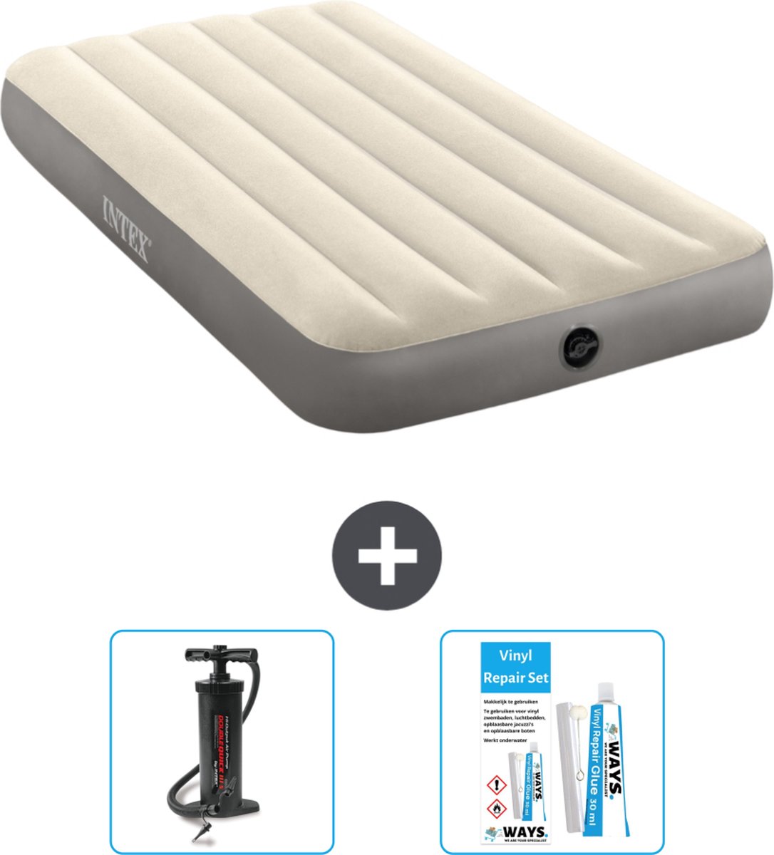 Intex Luchtbed - 1-Persoons - 99 x 191 x 25 cm - Beige - Inclusief Accessoires CB13