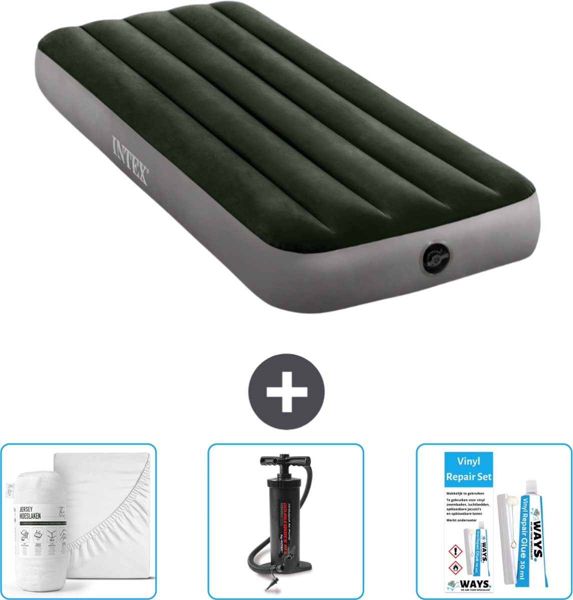 Intex Luchtbed - 1-Persoons - 76 x 191 x 25 cm - Groen - Inclusief Accessoires CB3