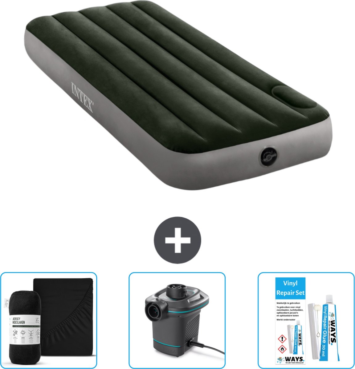Intex Luchtbed - 1-Persoons - 76 x 191 x 25 cm - Groen - Accessoires CB8