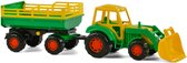 Tracteur Cavallino avec chargeur frontal et remorque vert