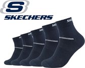 Skechers 5 PACK Quarter sneakersokken of enkelsokken 35/38 Marine Naadloos in gekamde katoen en zonder druk op de rekker met 100% garantie om niet af te zakken