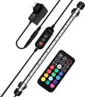 5.4W Aquarium led verlichting RGB-Lengte 48.5cm-Via de afstands bediening kunt u de kleuren instellen-Dimmen van de rgb aquarium verlichting is ook mogelijk-Onderwater ledlamp van 48.5cm-IP67-Timer-functie,Functie voor zonsopgang en zonsondergang