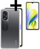 Hoesje Geschikt voor OPPO A18 Hoesje Siliconen Case Met Screenprotector - Hoes Geschikt voor OPPO A18 Hoes Siliconen - Transparant