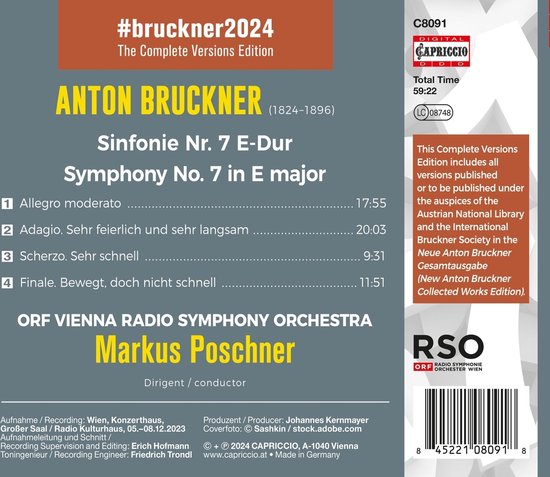 Markus Poschner, ORF Vienna Radio Symphony Orchesstra - Bruckner: Symphony No. 7 (CD)