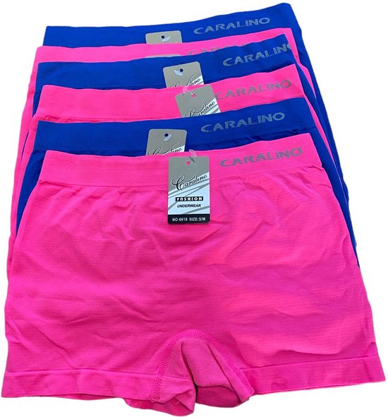 Dames Hoge Boxershort - Naadloos - Microfiber 6 pack L/XL 40-46 roze - blauw