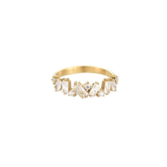 Dottilove Crush Diamant ring van roestvrij staal - 14K Goud Verguld - Dames Sieraden - Goud