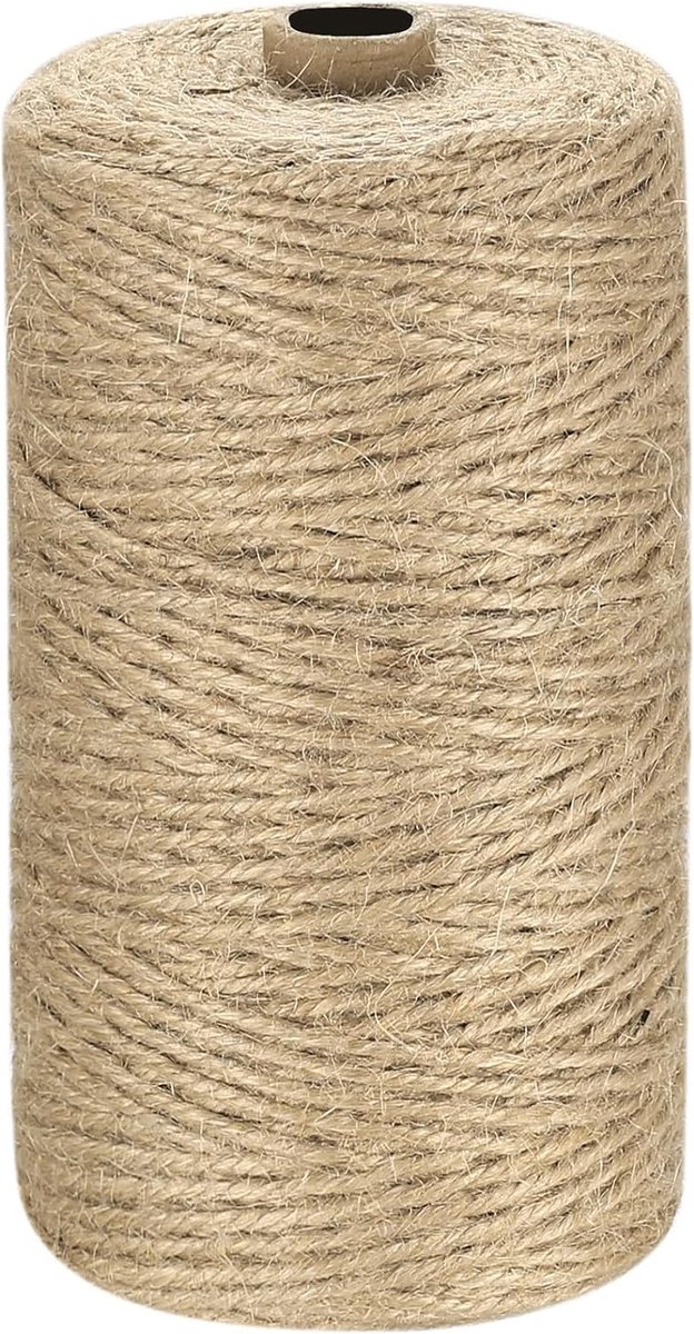 Jute koord 2 mm x 200 m jute touw sisaltouw tuinkoord pakketkoord henneptouw knutselkoord scheurvast voor doe-het-zelf knutselen krabpaal kunstnijverheid tuinieren decoreren
