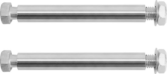 Kruiwagenas 16x150 Mm - Verzinkte Stalen As Met Montageset, Universele Steekas Voor Kruiwagenwielen, Bolderkar En Tuinkar 2 miniatura