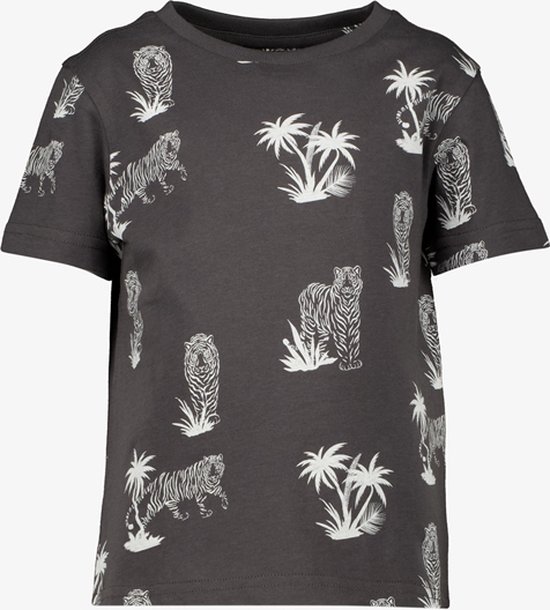Unsigned jongens T-shirt met tijgers grijs - Maat 92