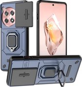 Coverup Ring Kickstand Back Cover met Camera Shield - Geschikt voor OnePlus 12R Hoesje - Blauw