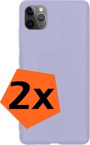 Hoesje Geschikt voor iPhone 11 Pro Max Hoesje Siliconen Cover Case - Hoes Geschikt voor iPhone 11 Pro Max Hoes Back Case - 2-PACK - Lila