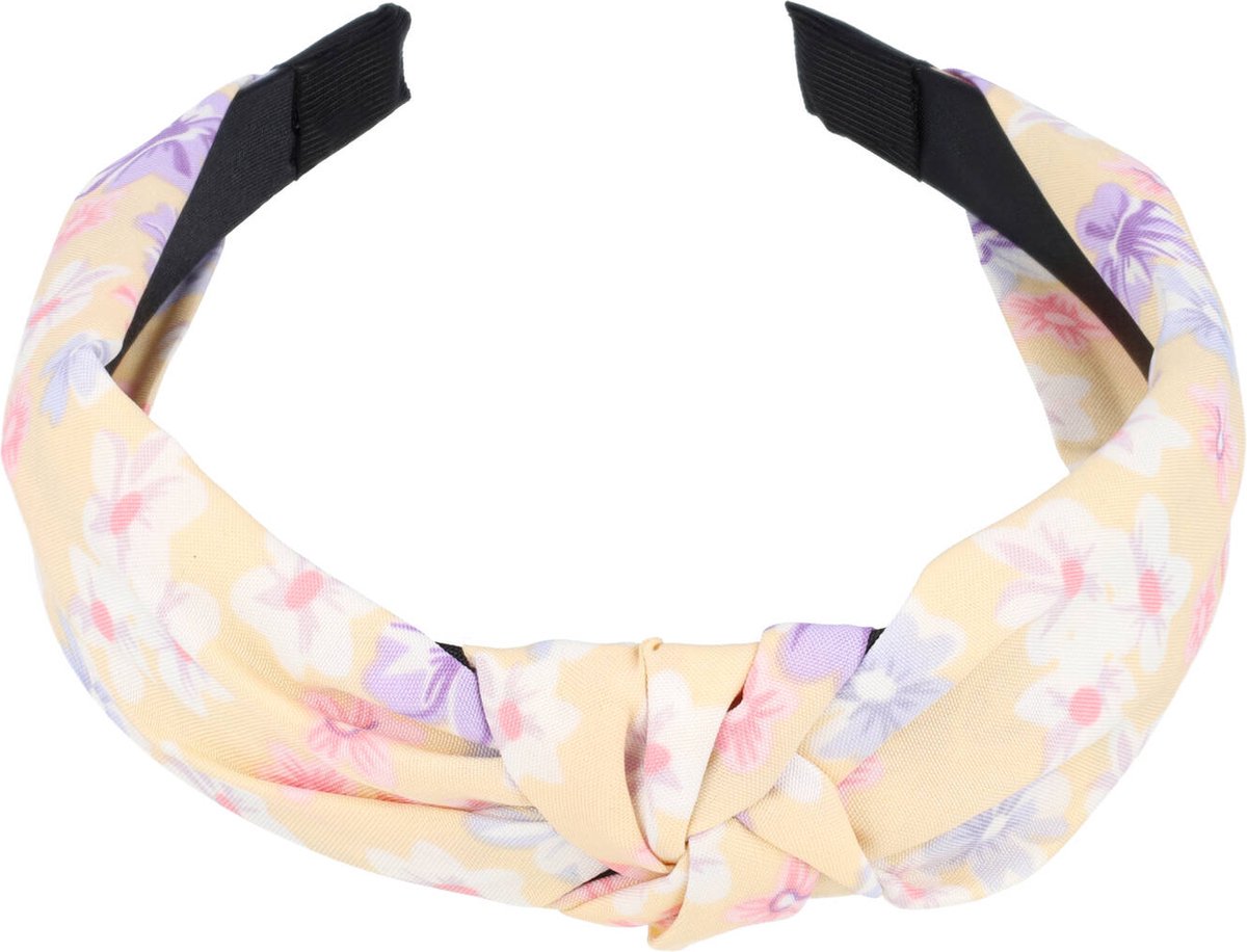 Diadeem knoop vlinder bloemen patroon pastel geel
