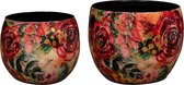 TS Collection - Pot Rose rouge - Mini set van 2 - Metaal & Epoxy - Exclusieve woonitems voor binnen - Handgemaakt - Unieke print - Designed by Lammie