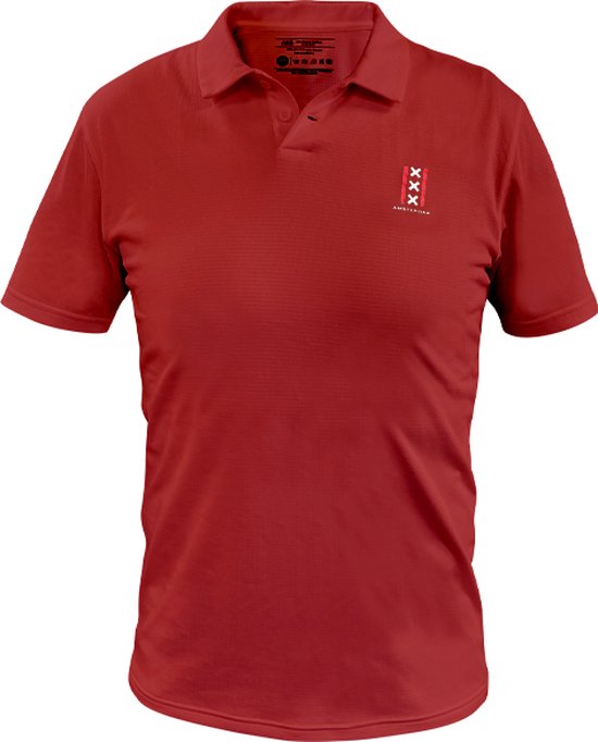 J.A.C. Polo - Dry Fit- Amsterdam Heren Poloshirt Sportpolo Rood Maat L