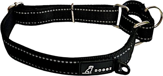 Doggz - Halsband Hond - Makkelijk om doen - Schok opvangend - Verstelbaar - Reflecterend - Maat M - Zwart - Honden Halsband