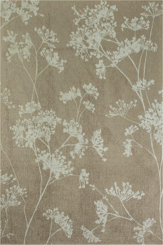 Parsley grijs bloementapijt met elegant wit bloempatroon - Tapijt - Vloerkleed - 240 x 340 cm