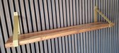 Hoexs - Acacia Hout - 70 Cm - Stalen Plankdragers Goud - Inclusief Bevestigingsmateriaal - Industrieel - Keuken plank - Boekenrek - Metaal - Decoratie