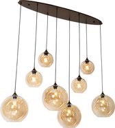 QAZQA sandra - Art Deco Hanglamp eettafel voor boven de eettafel | in eetkamer - 8 lichts - L 140.5 cm - Goud - Woonkamer | Slaapkamer | Keuken
