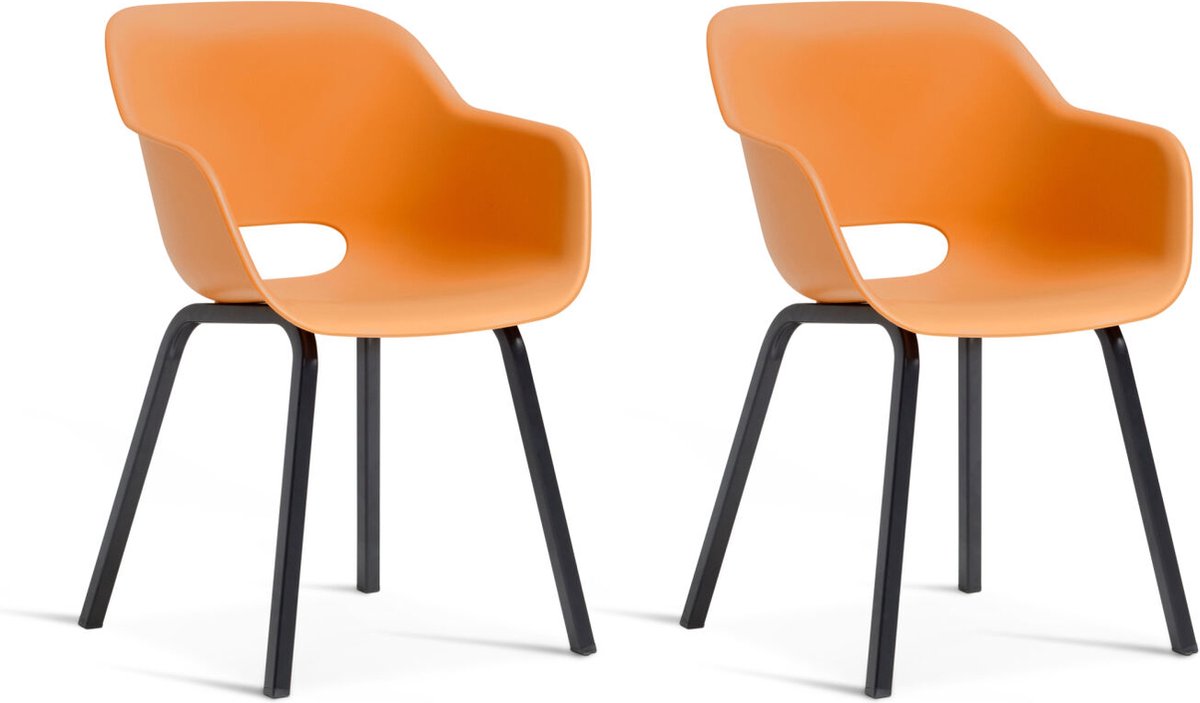 Keter Noa Tuinstoel - 2 stuks - 55x56,5x80cm - metalen frame - Oranje