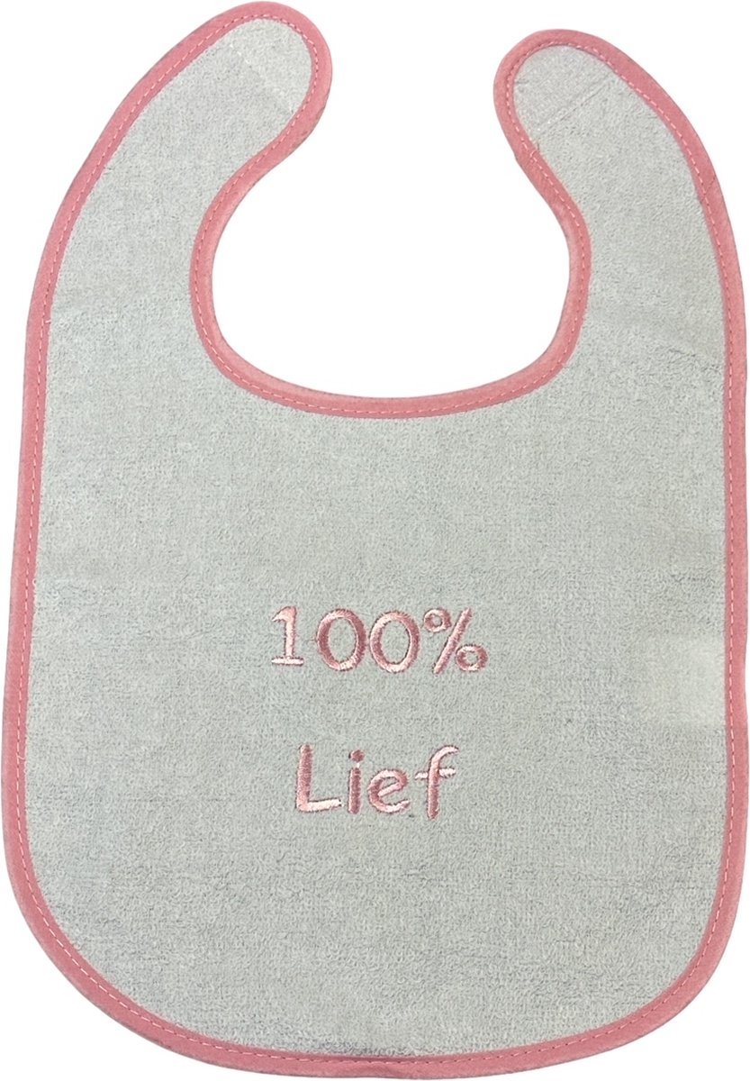 Goedkoopste La Petite Couronne Slabber Slabbetje Slab Geborduurd 100 LIEF Unisex Katoen Wit/roze Maat 24 x 36 Cm