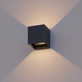 Calex Applique murale LED Bari - Cube - LED Haut et Bas - Angle de rayonnement réglable - 7W - Éclairage de jardin - Design moderne - Lumière blanche chaude - Pour intérieur et extérieur - Noir