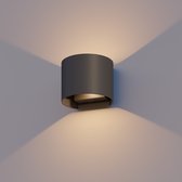 Calex LED Wandlamp Verona - Oval - LED Up & Down - Verstelbare Stralingshoek - 7W - Tuinverlichting - Modern Design - Warm Wit Licht - Voor Binnen en Buiten - Zwart