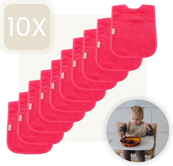 Funnies Slabbetjes 10-Pack | Fuchsia | Set van 10 Stuks | Slab voor Kinderen | Slabbertjes Baby | Slabber