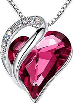 Ketting hartje versierd met licht roze Swarovski® kristal - 45 cm - Valentijnsdag - Moederdag Cadeau - Geschenkset Vrouwen - Cadeau voor Vrouw - Verjaardagscadeau - Cadeau - Geschenk voor haar - Kerst Cadeau - Juwelia